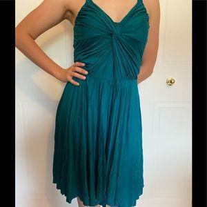 Akiko turquoise knot front pleaded dress medium